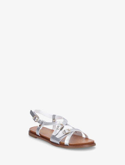 Nu-pieds brides à boucles croisées - Argent - 2