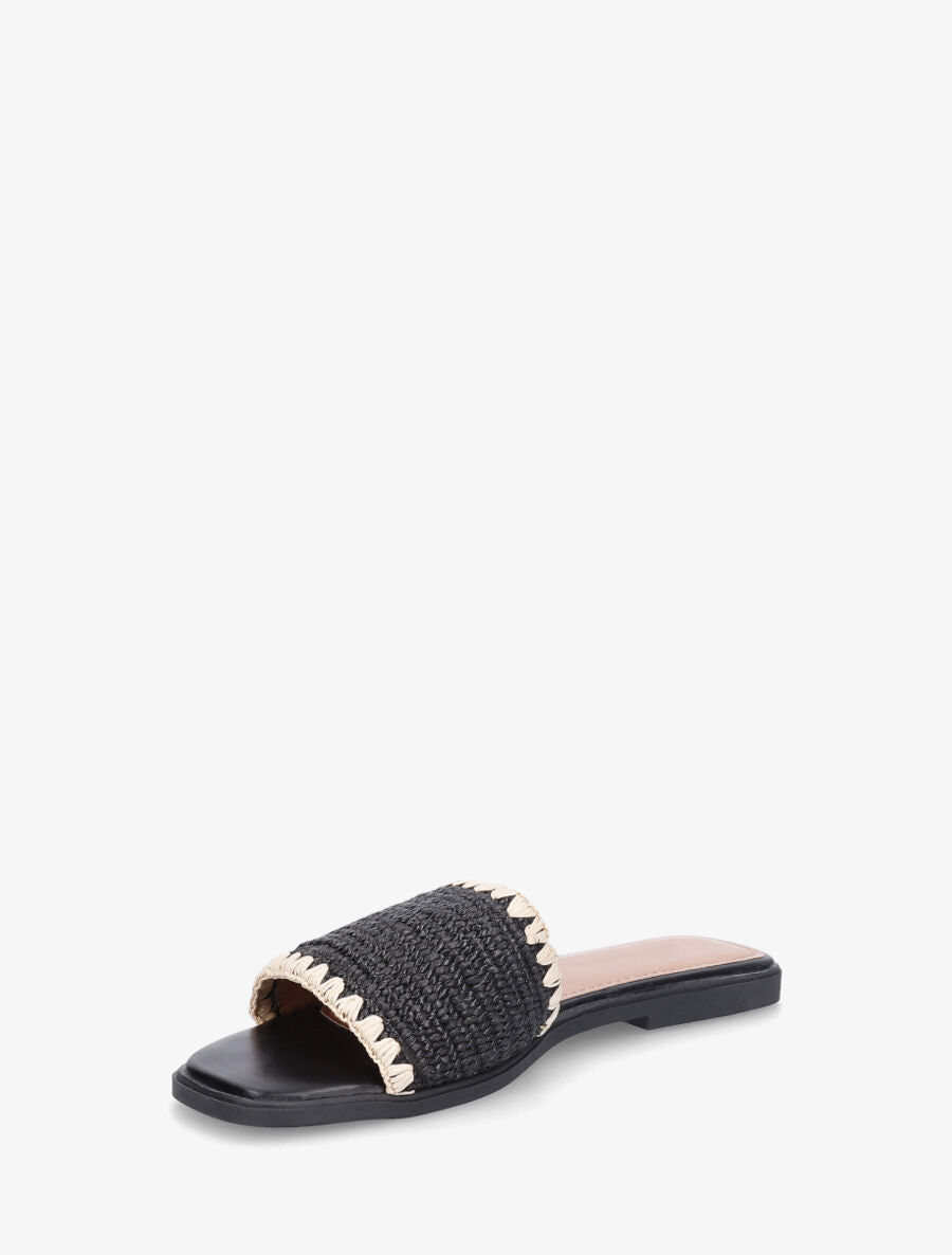 Claquettes effet raphia - Noir - 3