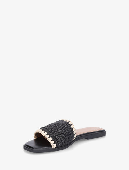Claquettes effet raphia - Noir - 3