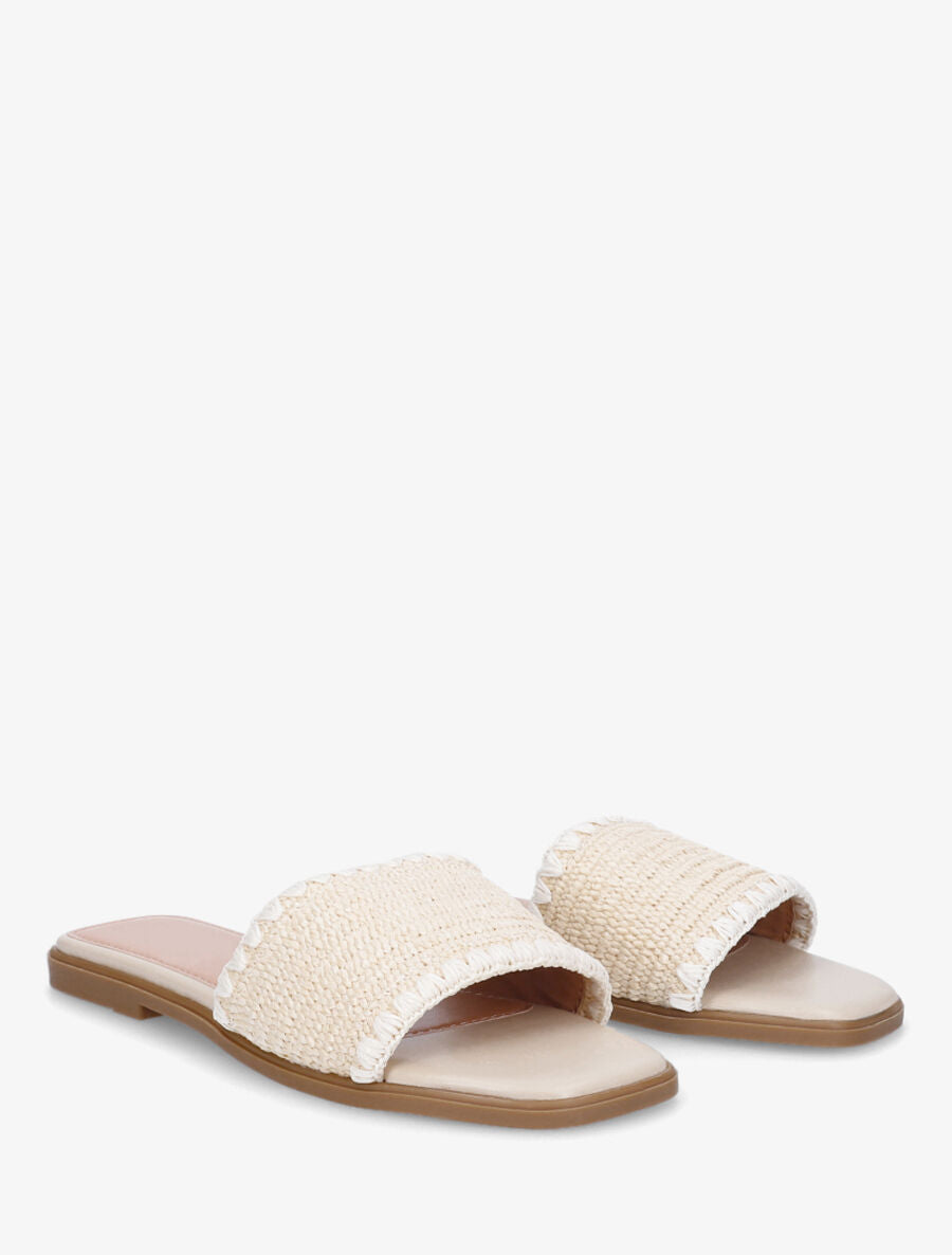 Claquettes effet raphia - Beige - 4