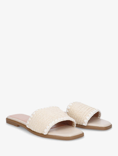 Claquettes effet raphia - Beige - 4