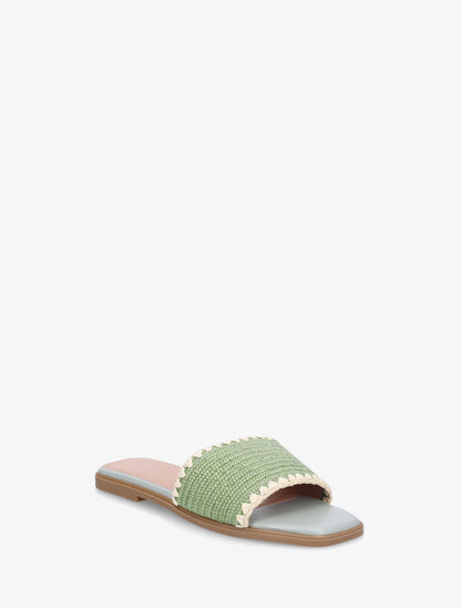 Claquettes effet raphia - Vert olive - 2