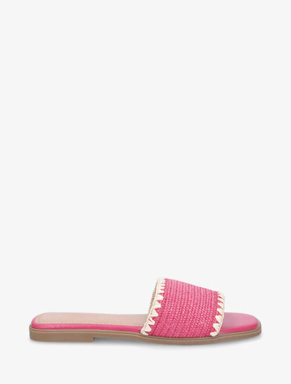 Claquettes effet raphia - Fuchsia - 1