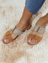 Nu-pieds en suédine et raphia à bijou - Camel - 1
