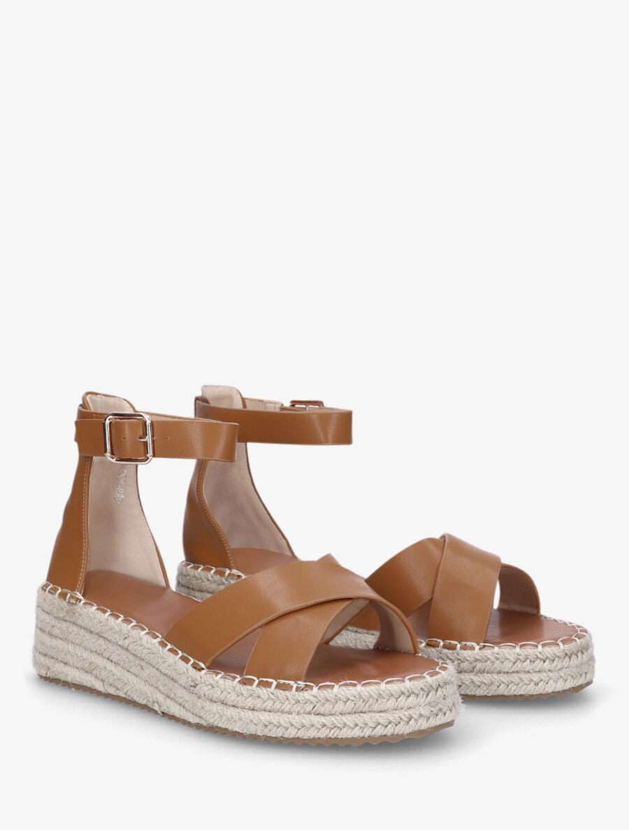 Sandales croisées style espadrille - Camel - 4