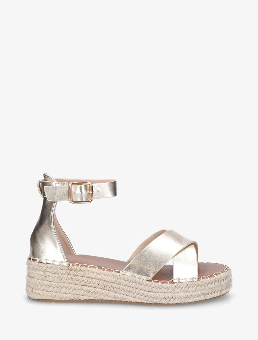 Sandales croisées style espadrille - Or - 5