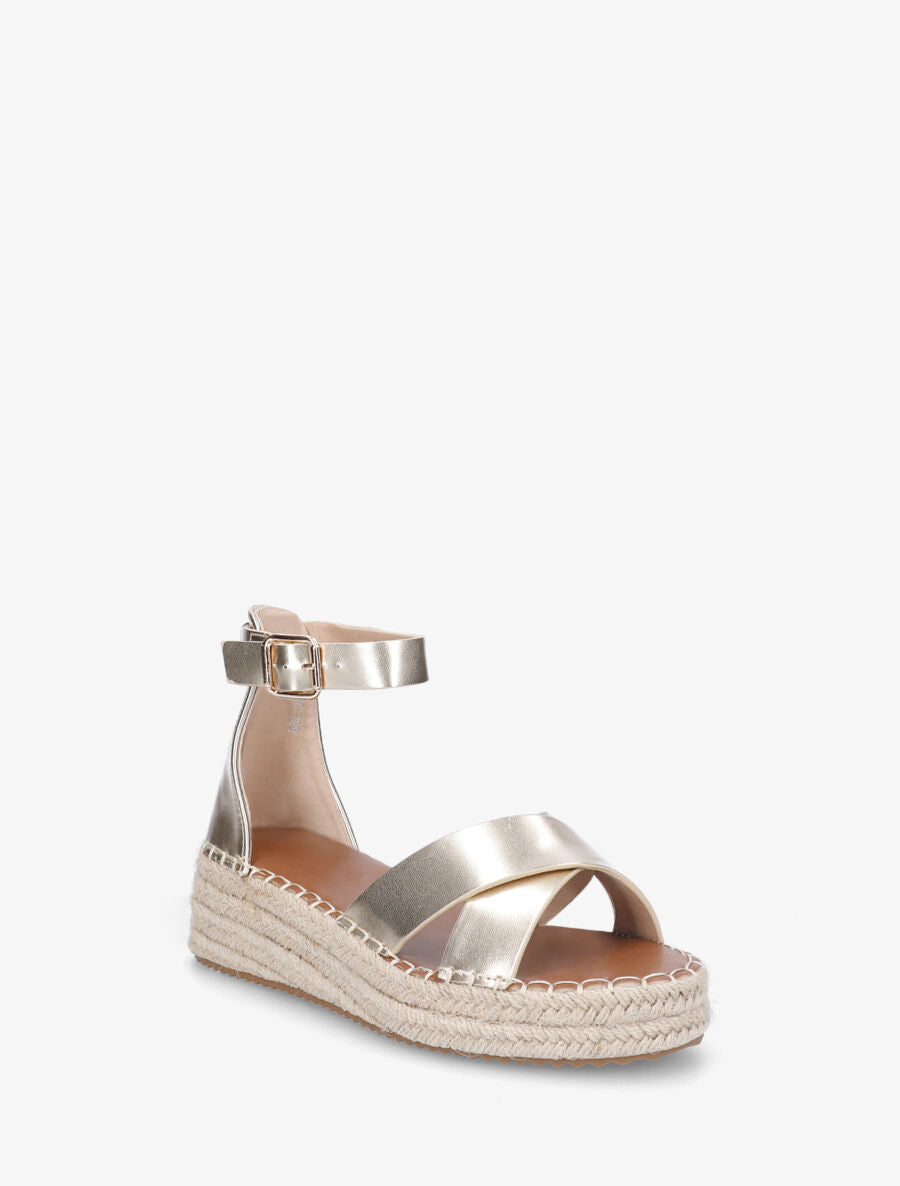 Sandales croisées style espadrille - Or - 2