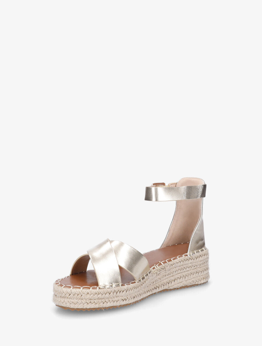 Sandales croisées style espadrille - Or - 3