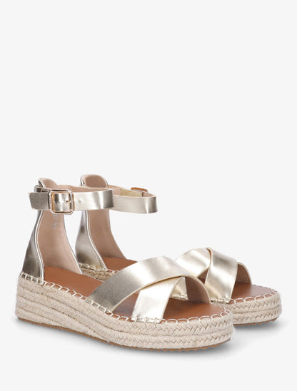 Sandales croisées style espadrille - Or - 4