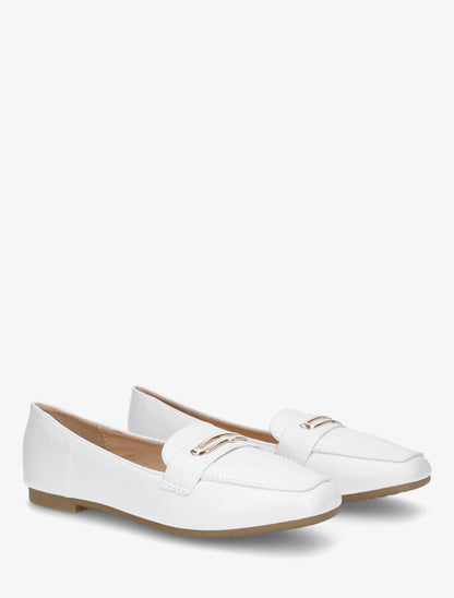 Mocassins à boucle fantaisie - Blanc - 4