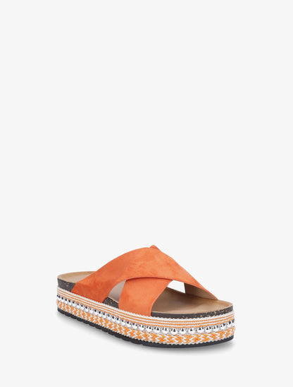 Claquettes croisées en suédine - Orange - 2