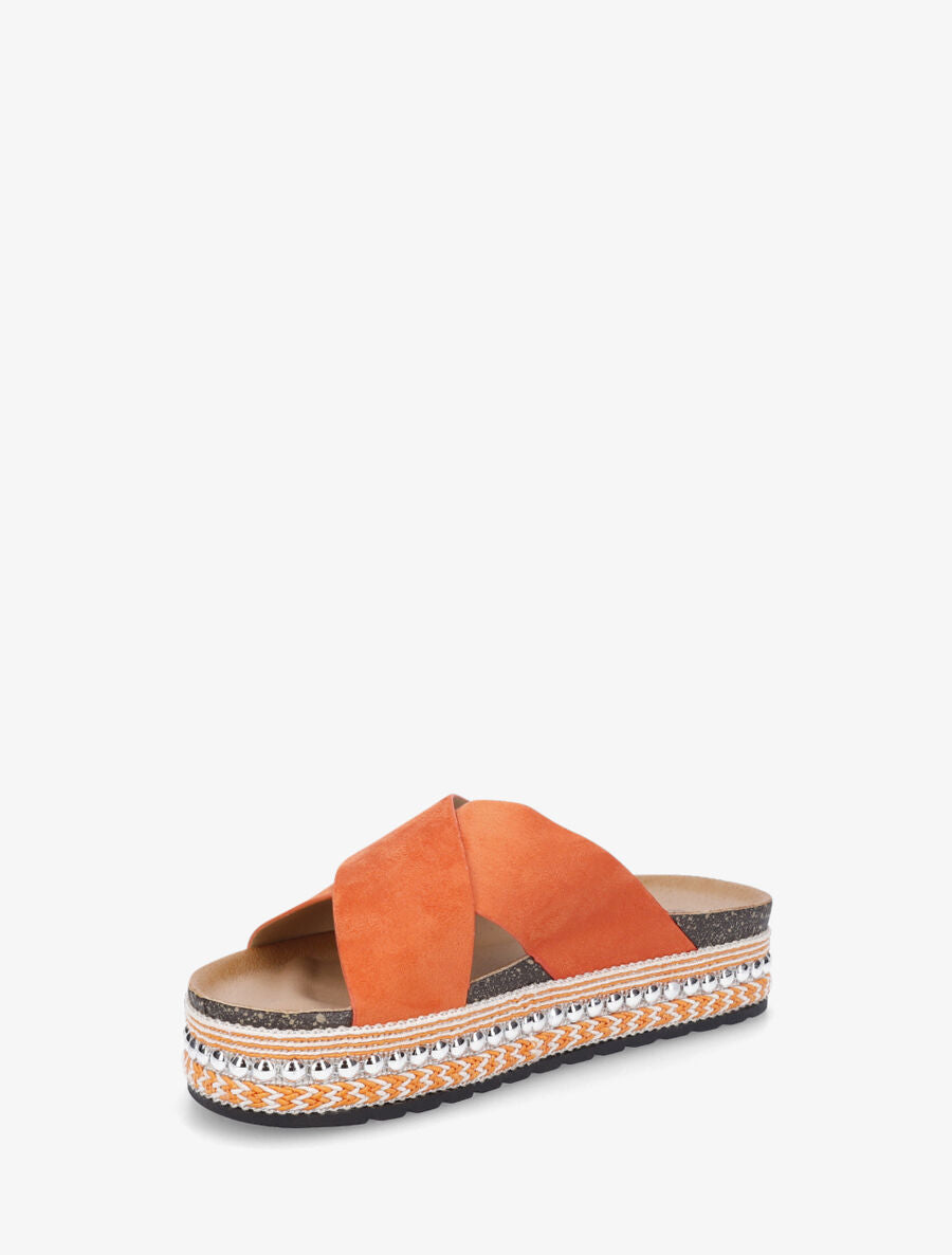 Claquettes croisées en suédine - Orange - 3