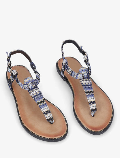 Nu-pieds effet tweed - Noir/marine - 5