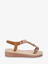 Nu-pieds à bride en T strass et perles - Camel - 5