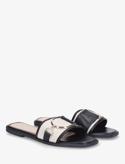 Mules plates bi-matière à boucle - Noir - 4