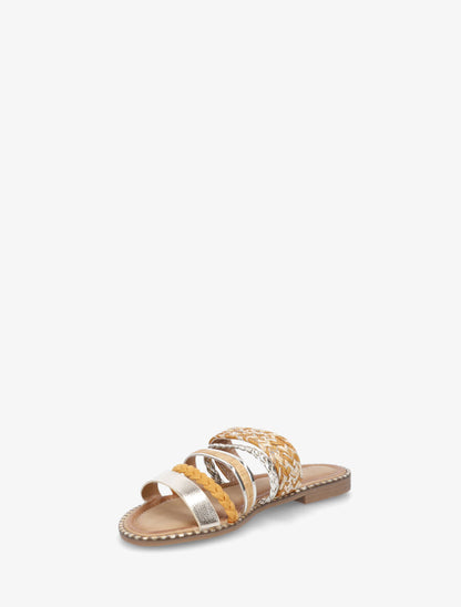 Mules plates multibrides fantaisies - Camel - 3