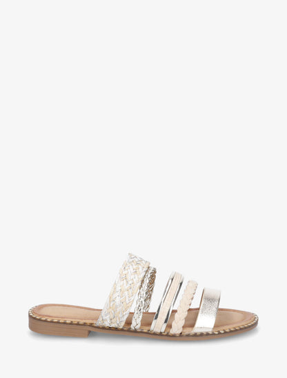 Mules plates multibrides fantaisies - Beige - 1