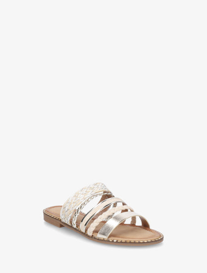 Mules plates multibrides fantaisies - Beige - 2