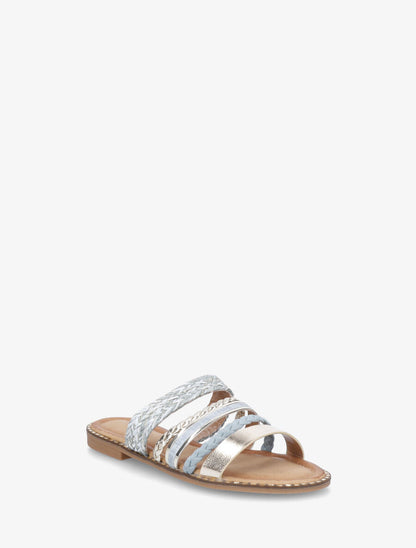 Mules plates multibrides fantaisies - Bleu clair - 2