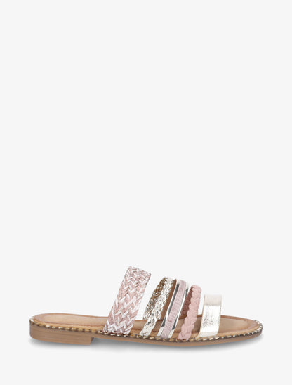 Mules plates multibrides fantaisies - Rose - 1