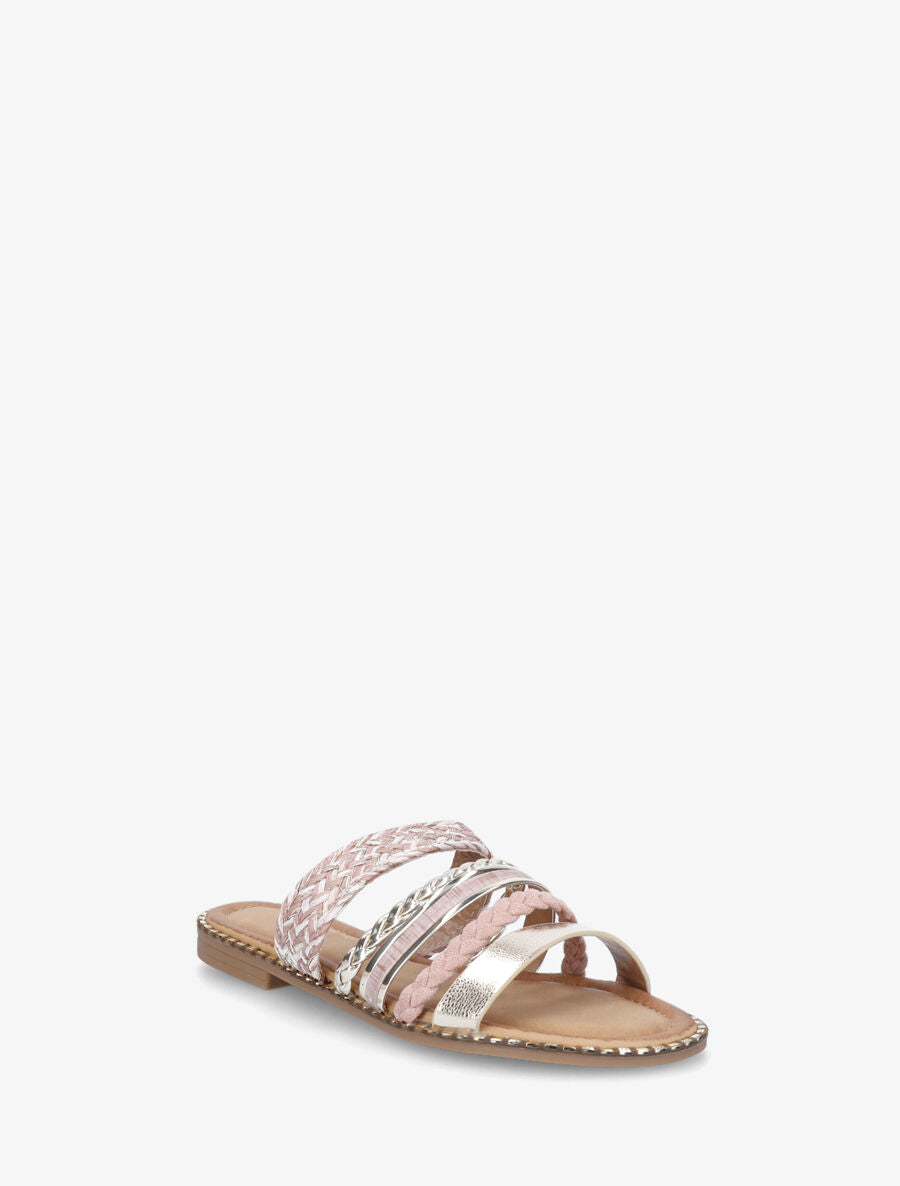 Mules plates multibrides fantaisies - Rose - 2