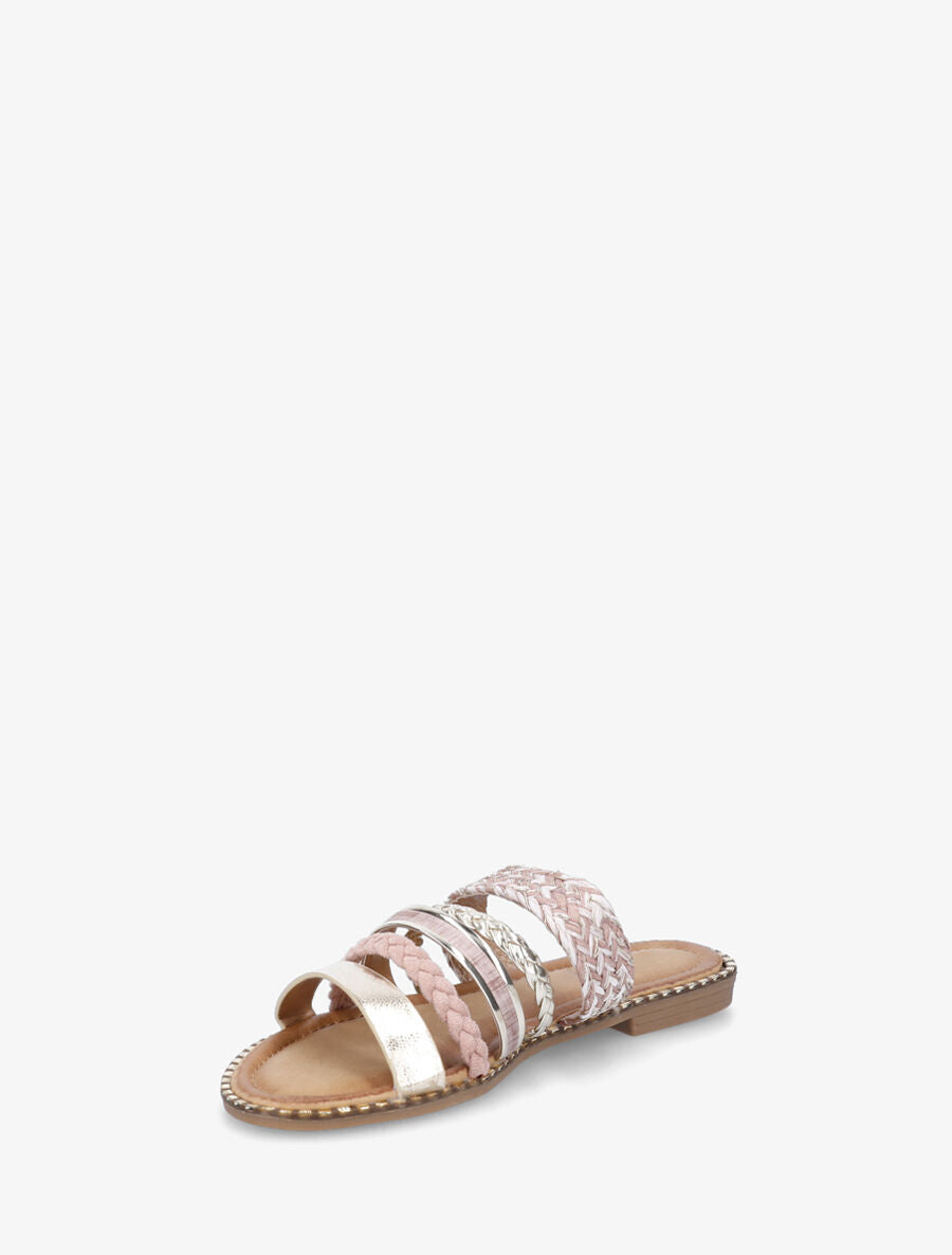 Mules plates multibrides fantaisies - Rose - 3