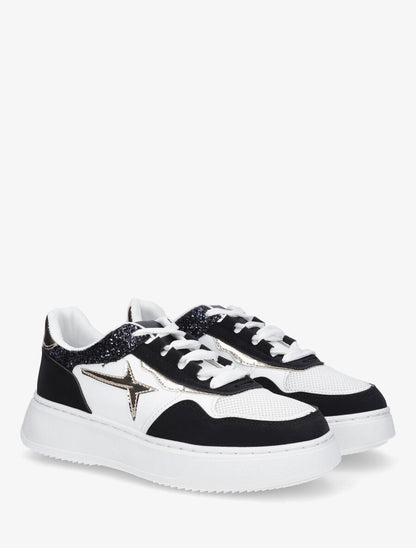 Sneakers à plateforme et pailleté - Noir - 4