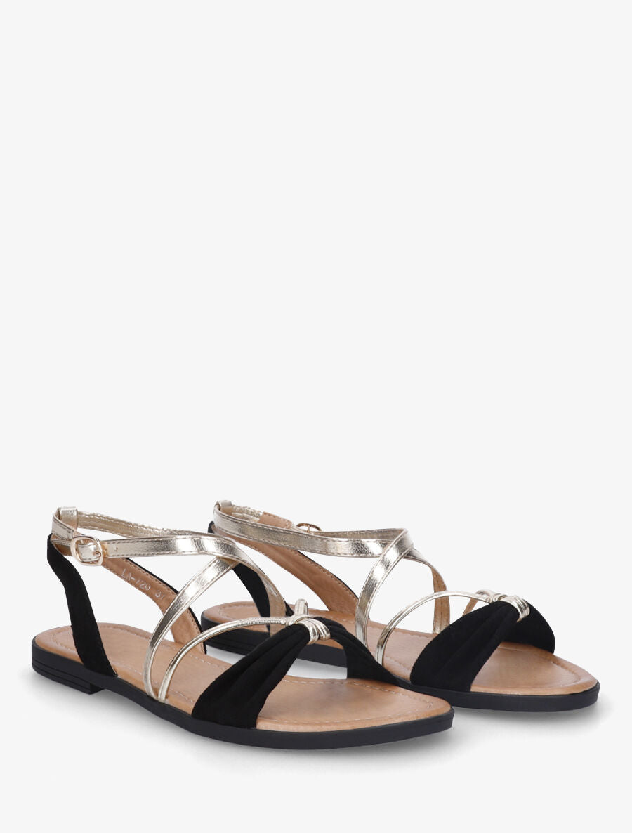 Nu-pieds bi-matière à noeud - Noir - 4