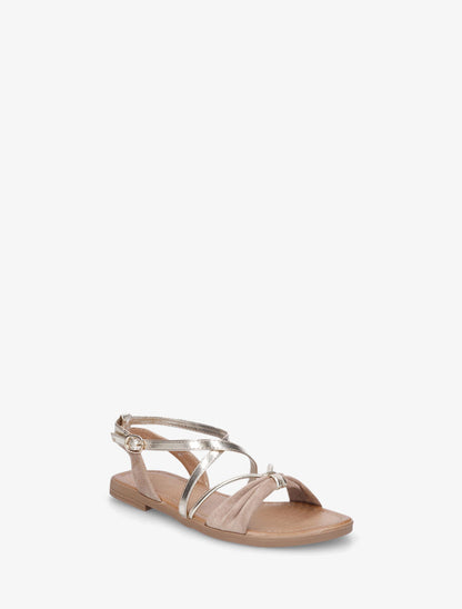 Nu-pieds bi-matière à noeud - Taupe - 2