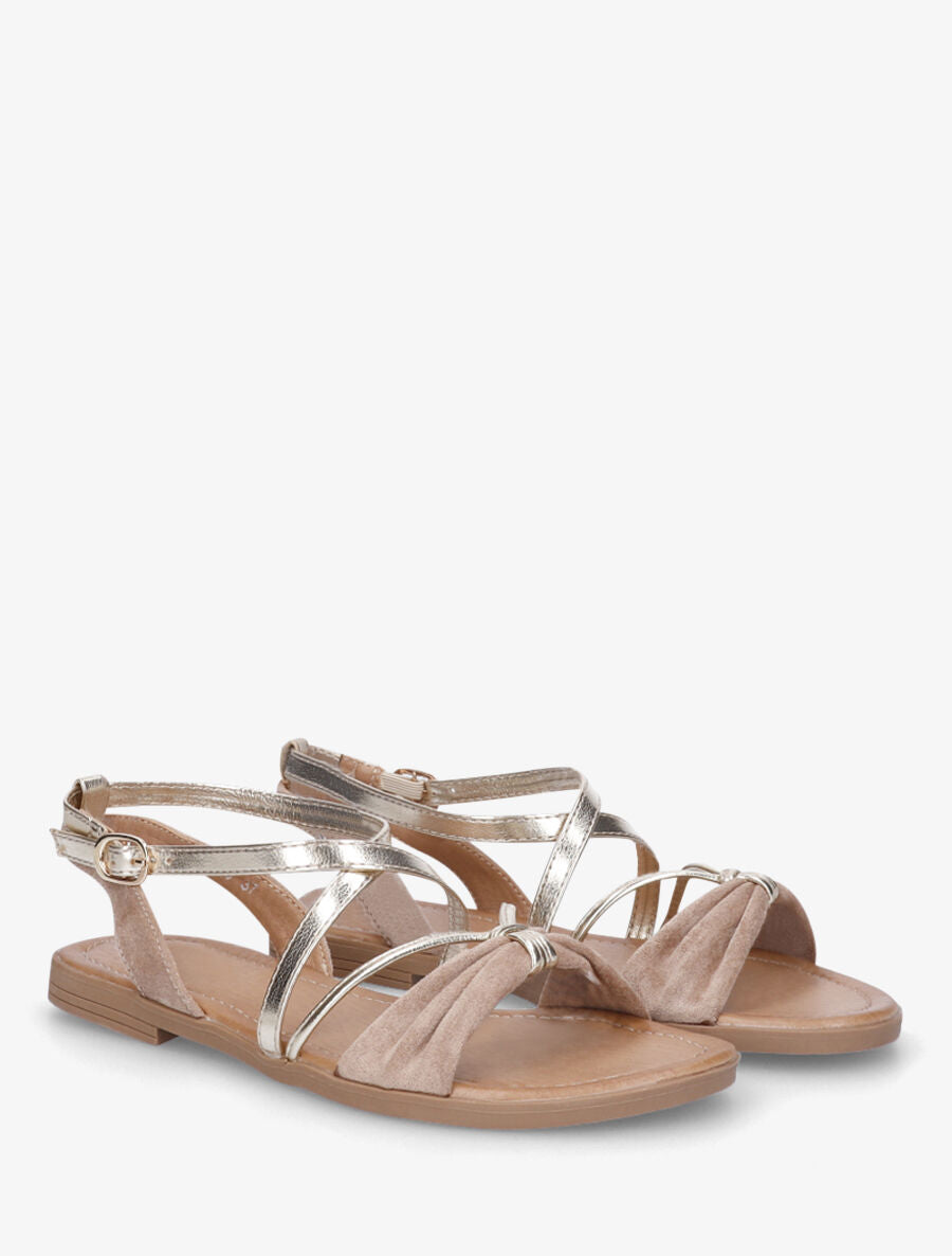 Nu-pieds bi-matière à noeud - Taupe - 4