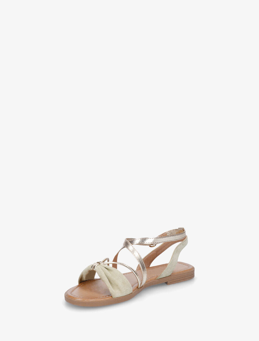 Nu-pieds bi-matière à noeud - Vert amande - 3