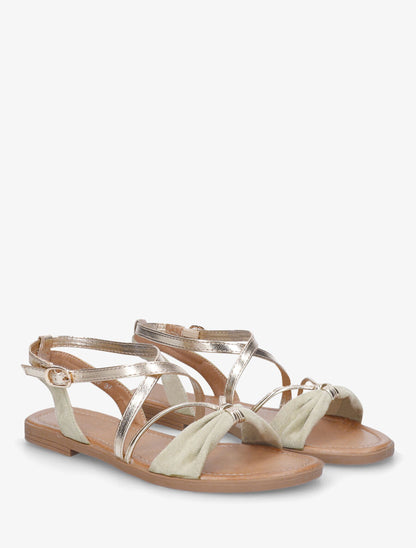 Nu-pieds bi-matière à noeud - Vert amande - 4