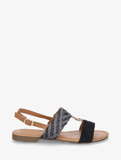 Nu-pieds bi-matière à bijou - Noir - 5