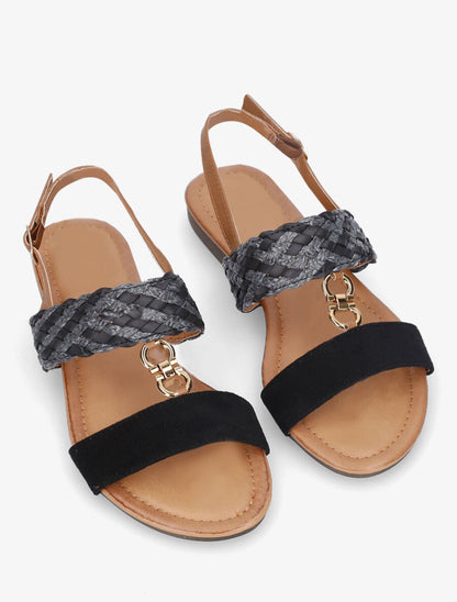 Nu-pieds bi-matière à bijou - Noir - 4