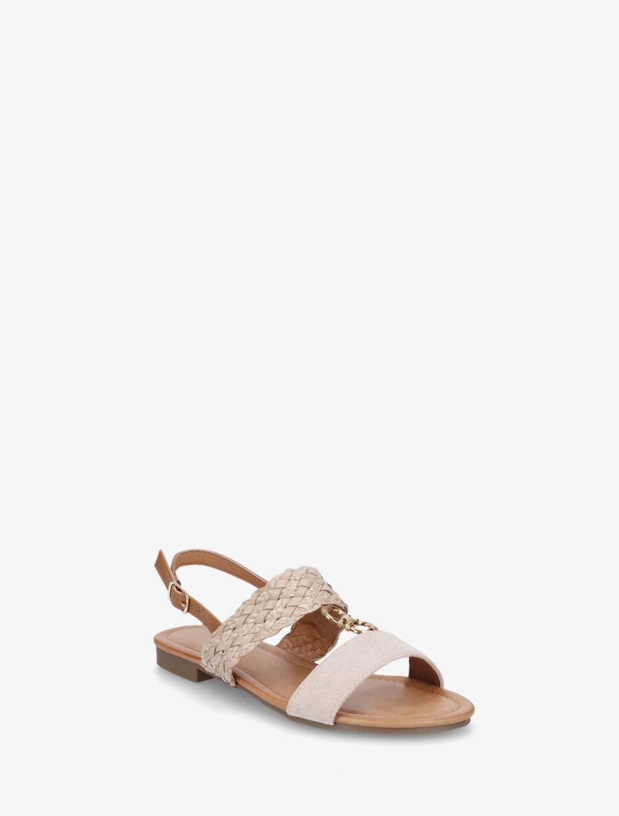 Nu-pieds bi-matière à bijou - Beige - 2