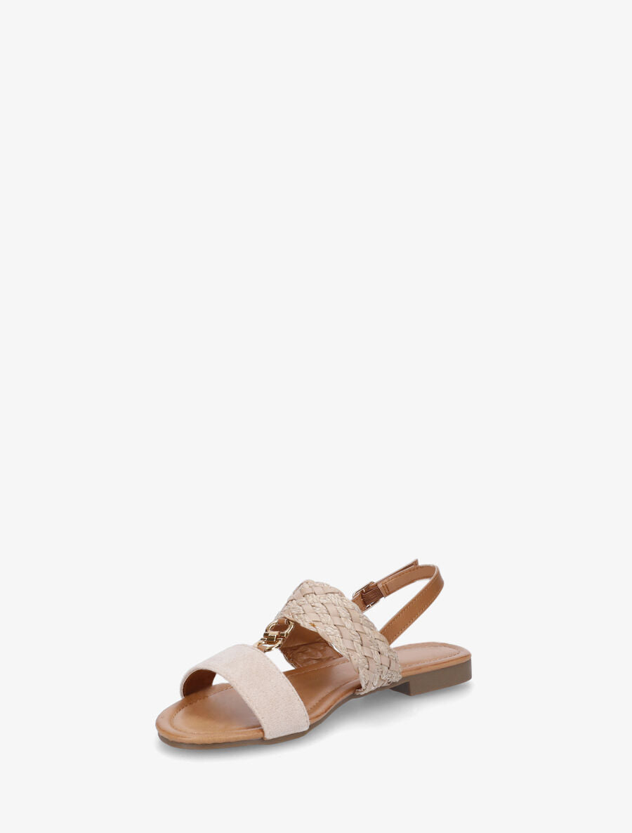 Nu-pieds bi-matière à bijou - Beige - 3