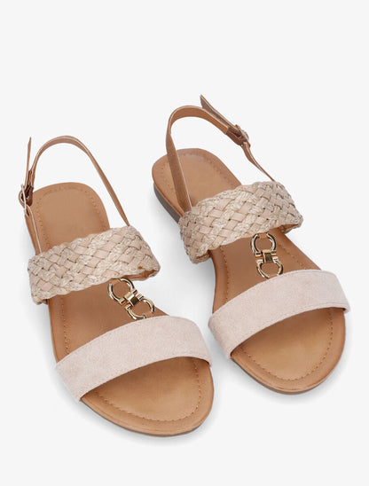 Nu-pieds bi-matière à bijou - Beige - 4