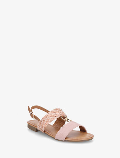 Nu-pieds bi-matière à bijou - Rose - 2