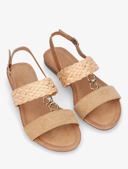 Nu-pieds bi-matière à bijou - Camel - 4