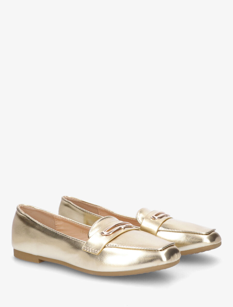 Mocassins à boucle fantaisie - Or - 4
