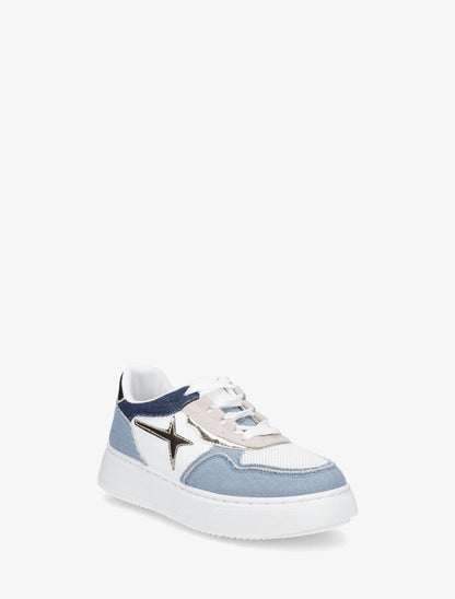 Sneakers à plateforme et effet jean - Bleu - 2