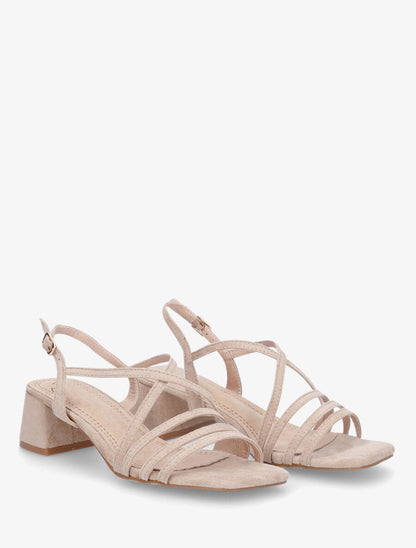 Sandales en suédine et lanières - Beige - 4