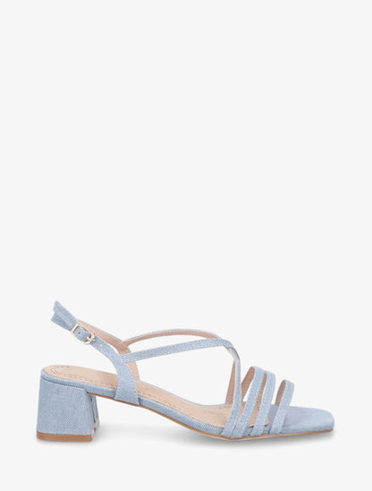 Sandales en tissu et lanières - Bleu denim - 1