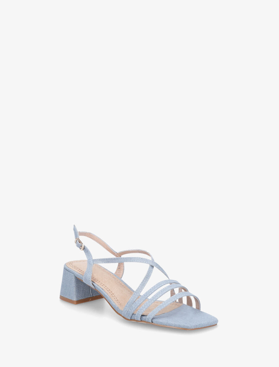 Sandales en tissu et lanières - Bleu denim - 2