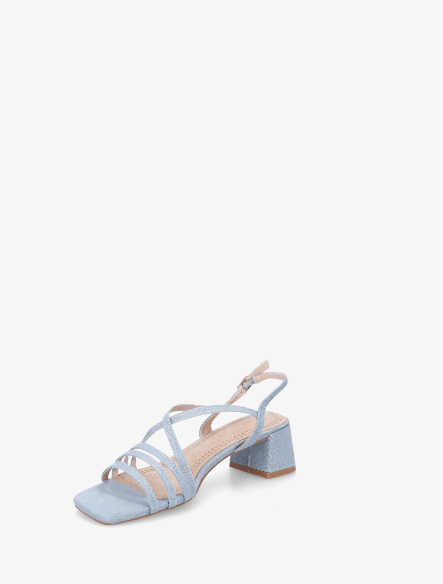Sandales en tissu et lanières - Bleu denim - 3