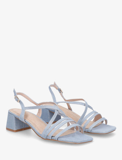 Sandales en tissu et lanières - Bleu denim - 4