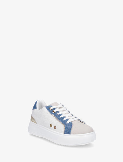 Sneakers à plateforme à contrefort constratant - Bleu - 2