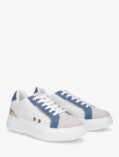 Sneakers à plateforme à contrefort constratant - Bleu - 4