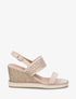 Sandales ajourées à talon compensé - Beige - 1