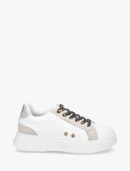 Sneakers à plateforme à contrefort constratant - Blanc - 5